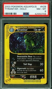 PSA 8 2003 Pokémon Aquapolis #H28 TYRANITAR Holo Rare TCG NM-MT E-Reader Card - Picture 1 of 2