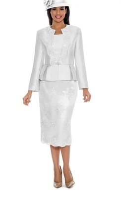 Traje Falda Giovanna 3 Piezas Talla 24W Color Blanco  Foto 1 de 4