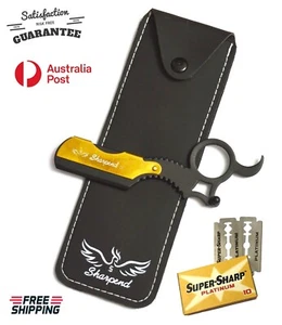 ESTUCHE DE VIAJE AFEITADORA RECTA AFEITADA GARGANTA CORTE BARBERO, 10 CUCHILLAS AU - Imagen 1 de 5