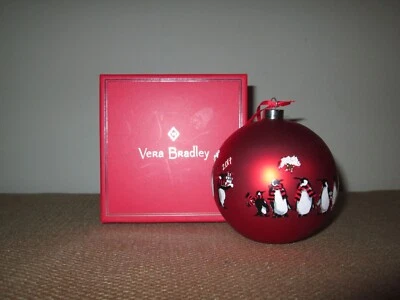 VERA BRADLEY Red Playful Penguins Hand-Painted 4" Christmas Ornament  w/ Box - Image 1 of 3