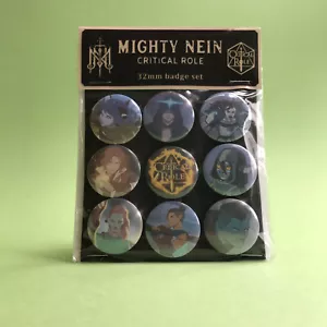 The Mighty Nein from Critical Role badge set of 9x 32mm button pin badges. - Picture 1 of 1