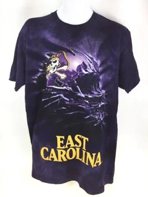 East Carolina ECU Pirates T-Shirt Pigment Dyed Helmet Purple Men's Tee Shirt NEW - Image 1 of 4