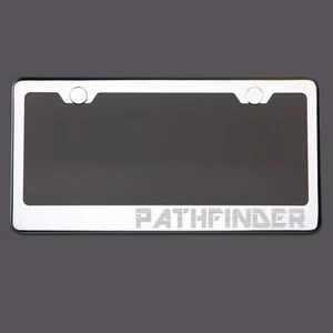 Mirror Chrome License Plate Frame PATHFINDER Laser Engraved Metal Screw Cap - Picture 1 of 8