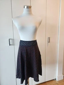 Como Nueva FALDA Flippy de seda Betsey Johnson negra con lunares rojos encaje Talla 8 - Imagen 1 de 6