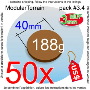 50x 3mm MDF 40mm Base Redonda Warhammer 40k Infinity Age Of Sigmar AOS - Imagen 1 de 3