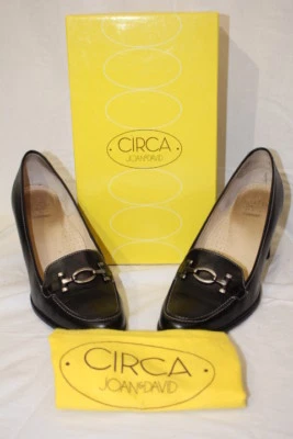 CIRCA JOAN & DAVID Cuero Negro "CJ Gallager" Mocasines Tacones Mujer Talla 11M-B136 Foto 1 de 4