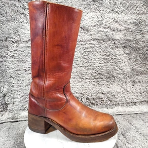 70s Vtg Frye Campus Boots Women 11 / Men 9.5 Red Mahogany Black Label - Picture 1 of 11