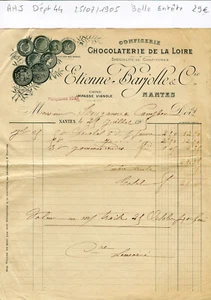 Dépt 44 - Nantes Impasse Vignole - Belle Entête d'une Chocolaterie du 25/07/1905 - Bild 1 von 1