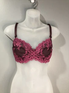 Wacoal Bra 32D Embrace Lace Underwire Embroidered Floral Wine Pink 65191 - Picture 1 of 5