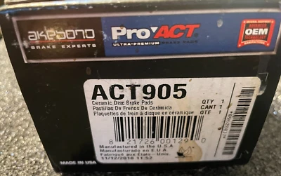 Juego de pastillas de freno de disco trasero Akebono ProACT para Infiniti QX60 ACT905 2018-2020 Foto 1 de 4