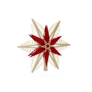 Baumschmuck Christbaumspitze Mitte mit 2 Sterne Rot(Beidseitig) 30x28x4,5cm NEU - Picture 1 of 2