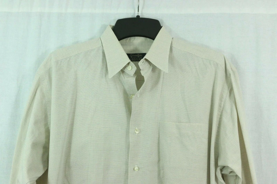 Gitman Bros For Parisian Beige Plaid Dress Shirt 16 33 Cotton One Pocket Button - Image 1 of 4