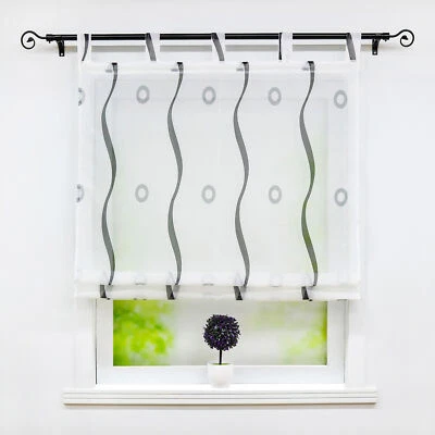 Raffrollo Ausbrenner Raffgardinen mit Schlaufen Ranken Muster Gardine Voile Weiß - Bild 1 von 4