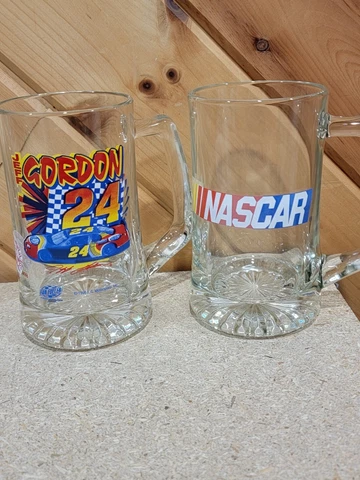 Jeff Gordon & Nascar Glass Mug Dupont Racing 1998 Bull & Hannah's 2 Mug Lot Cover