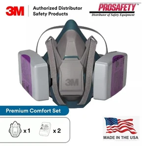 3M Quick Latch Half Face Respirator Mask & 2 7093 P100 Particulate Filter MEDIUM - Picture 1 of 3