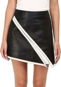 Neil Barrett 243258 Womens Casual Leather Skirt Black/White Size Large - Picture 1 of 4