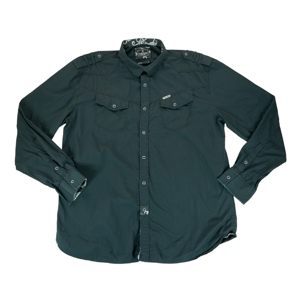 Marc Ecko Shirt Adult XXL Black Sewn Button Up Long Sleeve Casual Mens. - Image 1 of 4