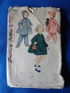 VINTAGE SIMPLICITY SEWING PATT - CHILD'S COAT/HAT/LEGGINGS 1953 SIZE 1 - Picture 1 of 1