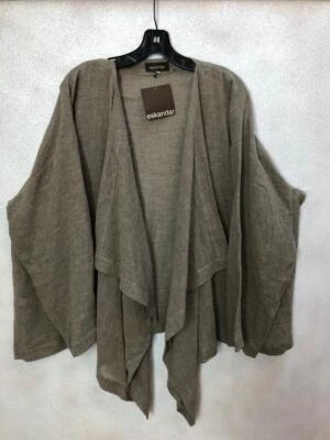 NWT Eskandar Size 1 Clay Linen A Line Jacket w/ Draping Front Panels - Image 1 of 4
