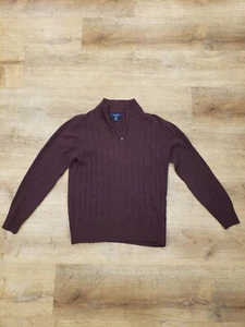 Savile Row Sweater Mens Medium Quarter Zip Casual Blue Knit Classy Stylish - Picture 1 of 3
