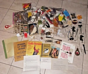 Fly Fishing Tie Feather Large VTG & Antique Lot Tool Kit Book Random Accessories - Picture 1 of 19