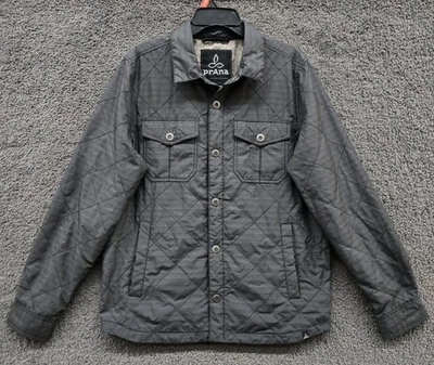Chaqueta Prana Para Hombre Gris Mediana Edredón Acolchado Botón Bolsillos a Presión Forrada Chamarra Foto 1 de 4