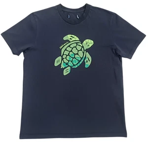 Vilebrequin Medium Blue T-Shirt Mens Green Turtle Logo Graphic Tee - Picture 1 of 7