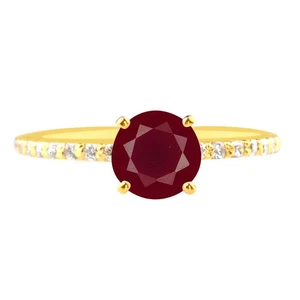 1,22Kt 100% Natürlich Rot Rubin IGI Zertifiziert Diamant Ring Im 585er Gelbgold - Bild 1 von 4