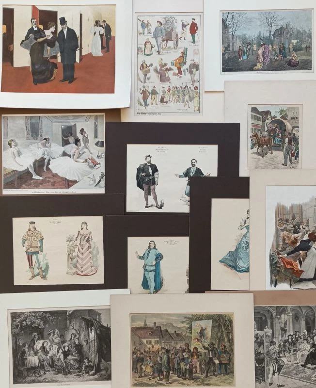 Puppentheater Ballett Schauspieler Marionetten-Spiel 13 Druckgraphiken 1873-1919 - Bild 1 von 4
