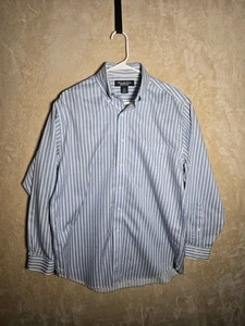 Brooks Brothers Country Club Camicia Uomo M Blu Bianco Righe Non Ferro 334 - Foto 1 di 8