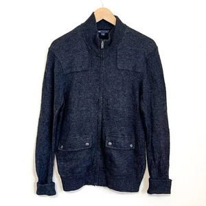 GAP Men Cardigan Sweater Jacket Size XS Gray Preppy Academia Zip Front Pockets - Picture 1 of 7