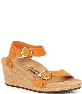 Birkenstock Papillio by Birkenstock Soley Wedge Sandal Nubuck, Orange, EU 38 - Picture 1 of 6