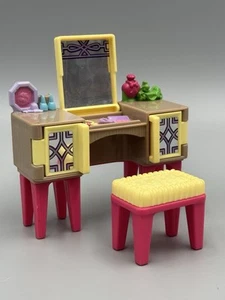 Fisher Price Loving Family Dollhouse Mirrored Bedroom Vanity With Stool - Picture 1 of 10