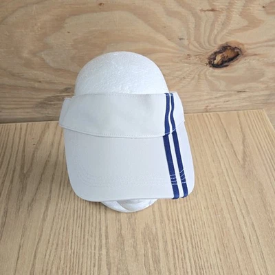 Visera Original Unisex Sarga Blanco 2 Rayas Azul Ajustable Correa Sombrero Usado en Excelente Condición Foto 1 de 4