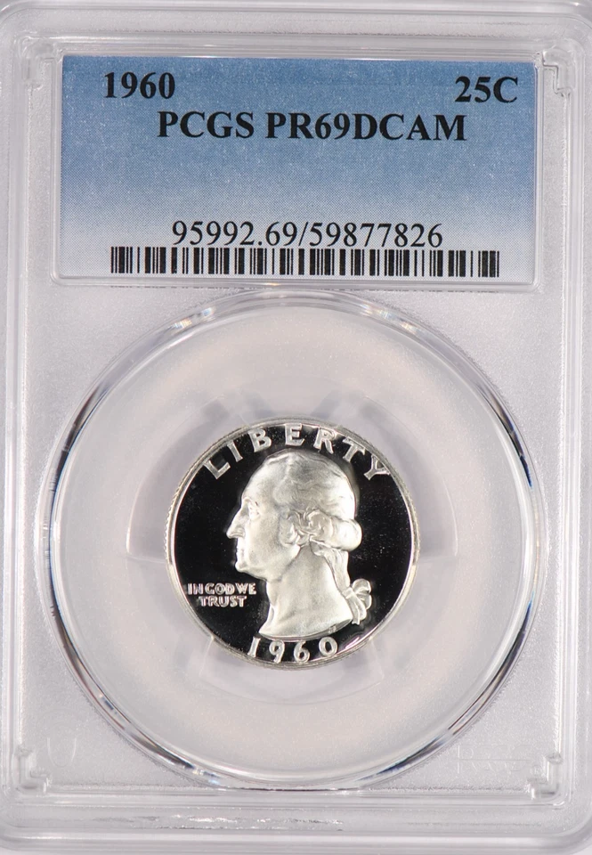 1960 Washington Quarter Proof PCGS PR69DCAM PF 69 ULTRA CAMEO Top Pop Coin 25C - Image 1 of 2