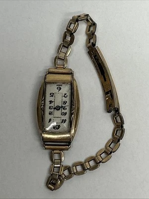 Reloj suizo Emerson 10k RGP correa de calidad Hadley vintage 1936 sin ajustar 7 joyas Foto 1 de 4