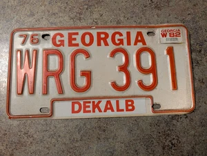 Vintage Discontinued 1976 Georgia Dekalb County Auto License Plate WRG 391 - Picture 1 of 2