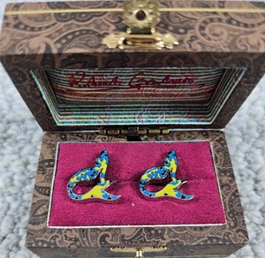 New NIB Robert Graham Men's Enamel on Metal Mermaid 3/4" Cufflinks in Box - Picture 1 of 4