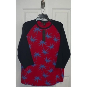 Marc By Marc Jacobs All Over Print Baseball Tee in Electric Red Multi Large $98 - Picture 1 of 3
