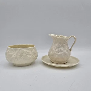 Belleek Lotus CREMA AZÚCAR y Neptuno Amarillo PLATILLO 3ª Marca Negro - Imagen 1 de 13