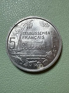 French Colony -Aluminum Coin Etablissements Francais De L’Oceanie 5 Francs 1952 - Picture 1 of 4