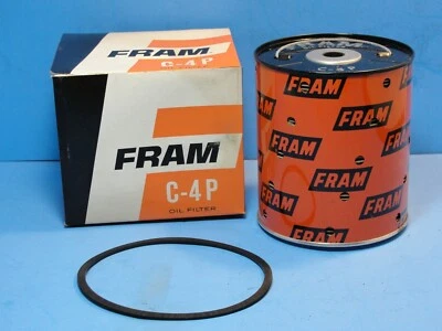 Filtro de óleo vintage NOS 1960 Fram C-4P Ford Mopar Studebaker Mercedes-Benz. - Imagem 1 de 4