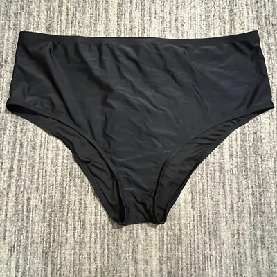 Traje de baño cintura alta parte inferior talla grande 3X XXXL negro nailon spandex Foto 1 de 4