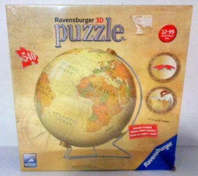 Ravensburger 3D Vtg World Globe Jigsaw Puzzle 540 Pieces Premium Easyclick Tech - Image 1 of 4