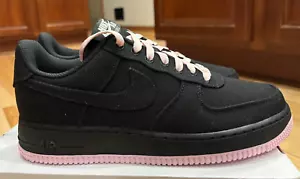 Nike By You Air Force 1 Low Black Canvas Pink Bottom DZ3638 900 Women 10 Men 8.5 - Picture 1 of 8