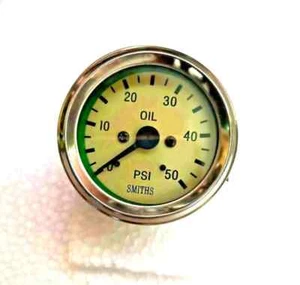 Smiths réplica 52 mm mecánico 50 psi medidor de presión de aceite crema magnolia - Imagen 1 de 4
