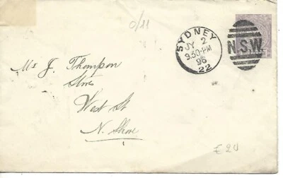 FUNDA DE TARJETA DE SACIONARIO POSTAL AUSTRALIANA 1896 DE SIDNEY Foto 1 de 2