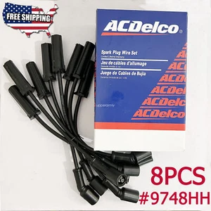 Genuine 8 Packs Spark Plugs Wires 9748HH For 99-07 GMC Chevy Cady Hummer 5.3 - Picture 1 of 9