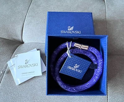 Pulseira nova com etiquetas SWAROVSKI Stardust malha cristal tanzanita  - Imagem 1 de 4