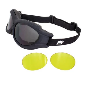 ULTIMATE Motorcycle ATV Goggles FITS OVER MOST RX SMOKE & YELLOW LENS - Picture 1 of 9